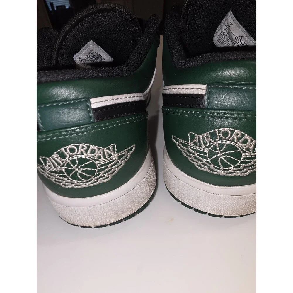 Nike Air Jordan 1 Low Green Toe Basketball Men Sz 7 GS 5Y Retro Black 553558-371